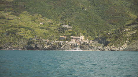 wide shot of vernazza, colorful town from cinque terre in italy