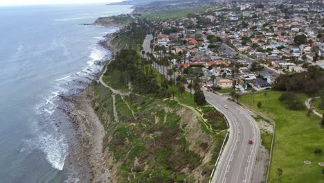 aerial: san pedro coast, road