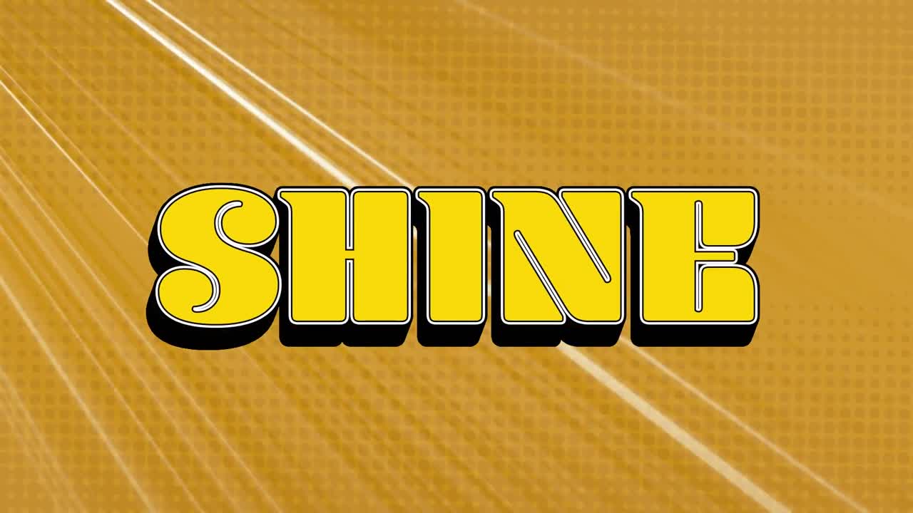 오렌지색 배경 위의 반 ⁇ 이는 텍스트의 애니메이션