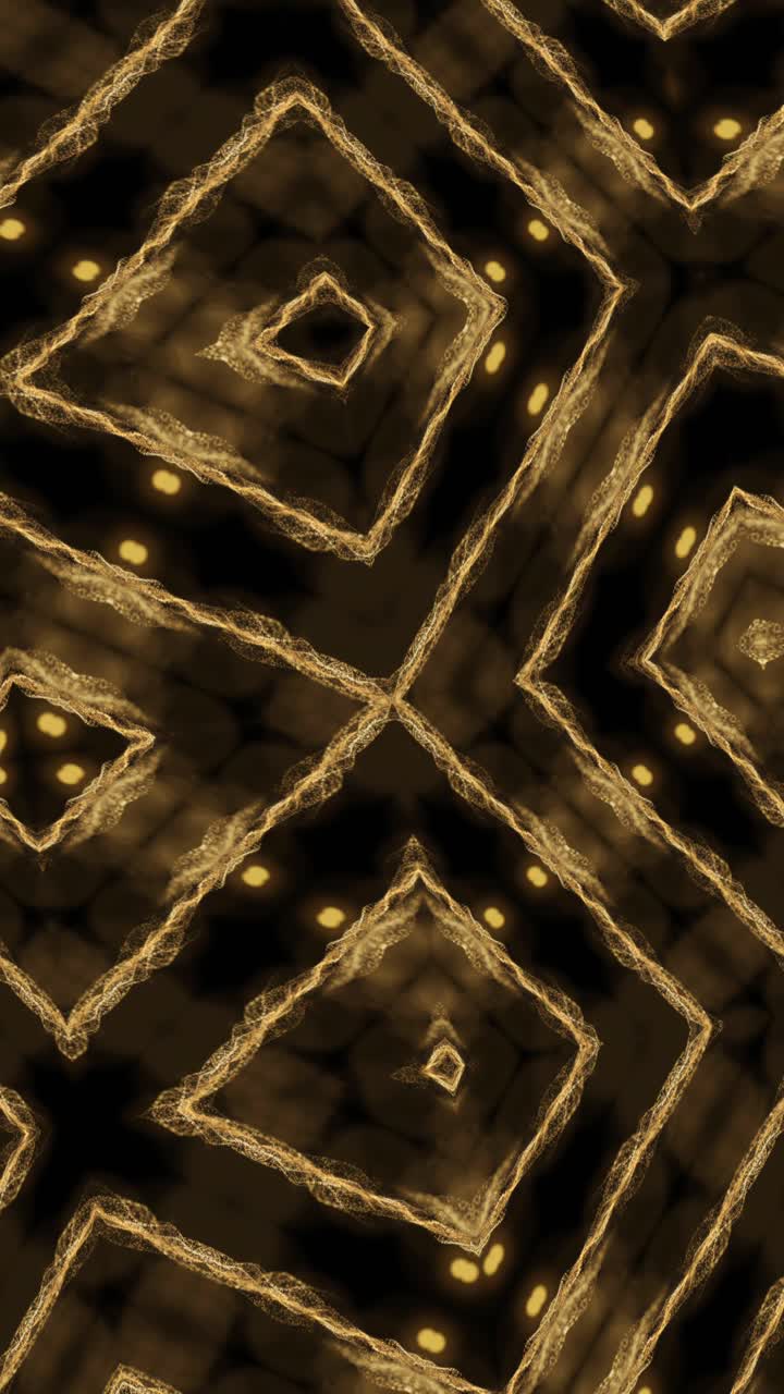Vj Loop Gold Neon kaleidoscope. Vertical looped video