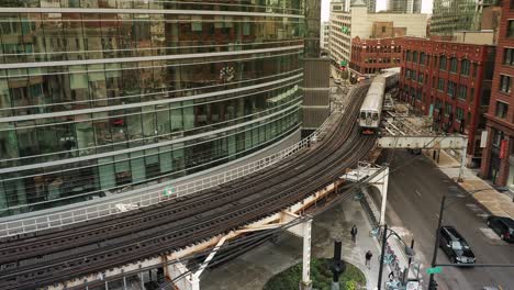 elevated railway train on a bridge in chicago illinois usa