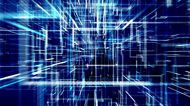 4K Futuristic technological abstract motion background, floating circuits other technological elements
