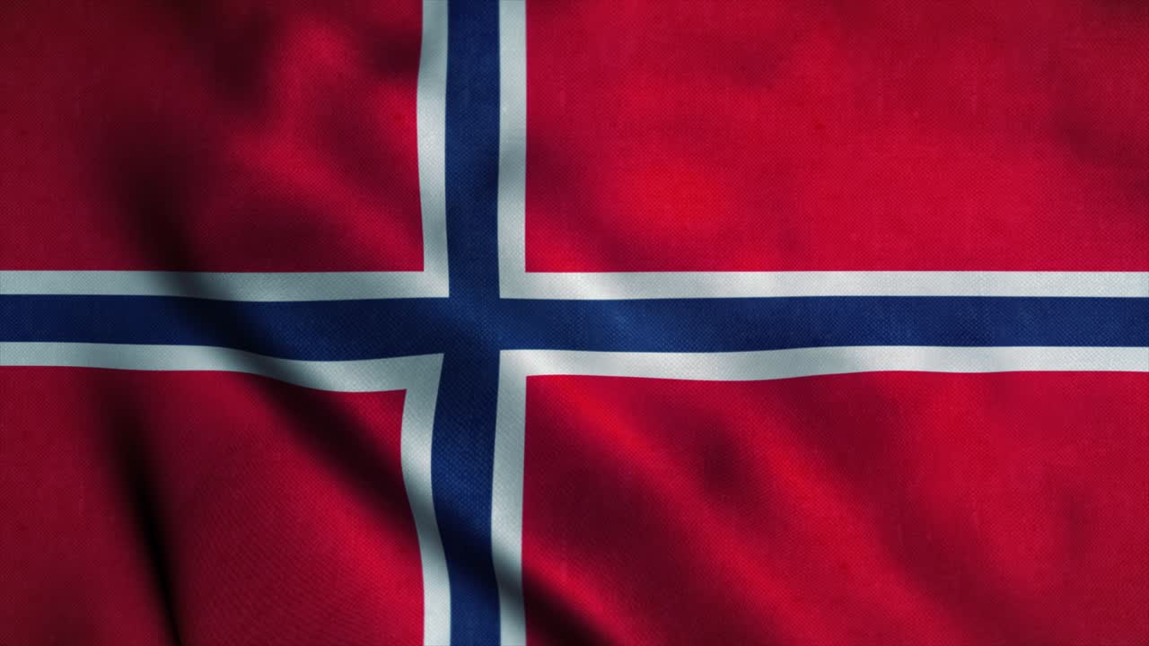 bandera noruega ondeando en el viento. bandera nacional de noruega. signo de noruega animación de bucle sin costura. 4k