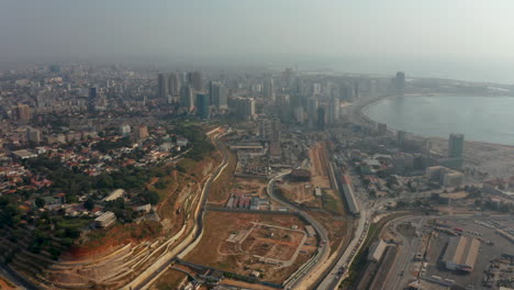 traveling front, approach from the east side of the city of luanda, angola, africa today