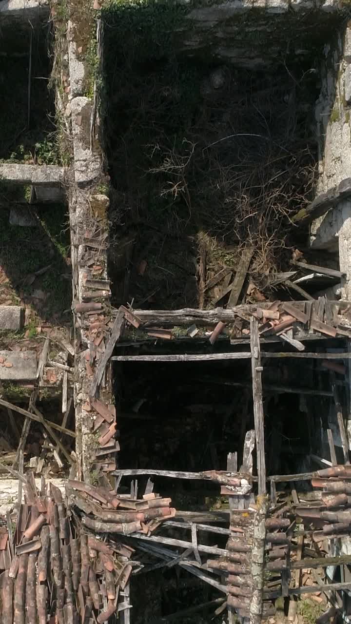 Aerial View of Ruined Building