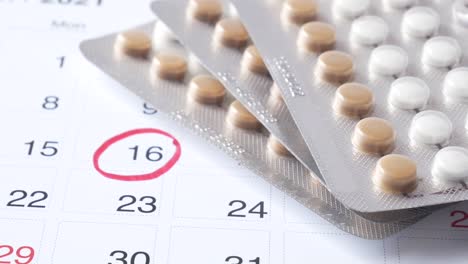 birth control pills and calendar