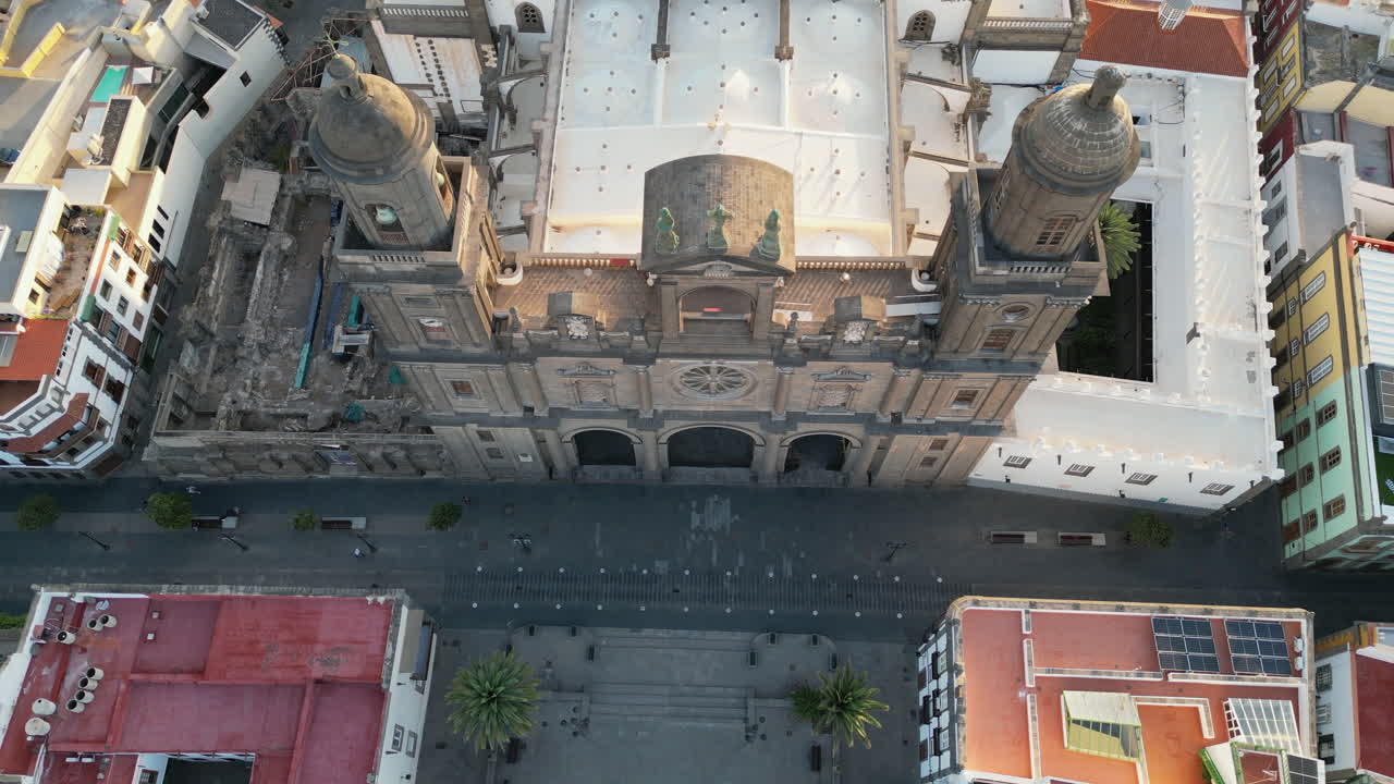 Aerial View of a Cathedral in a Spanish City