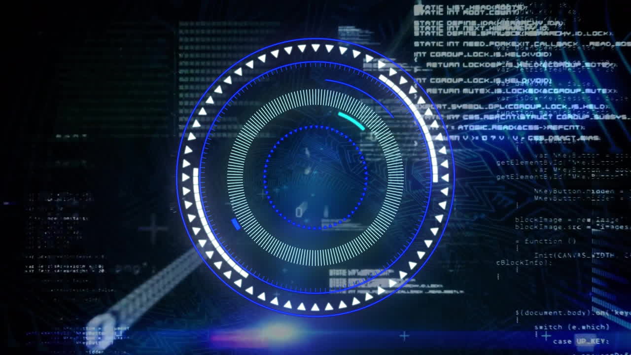 Animation of scope scanning over data processing on black background