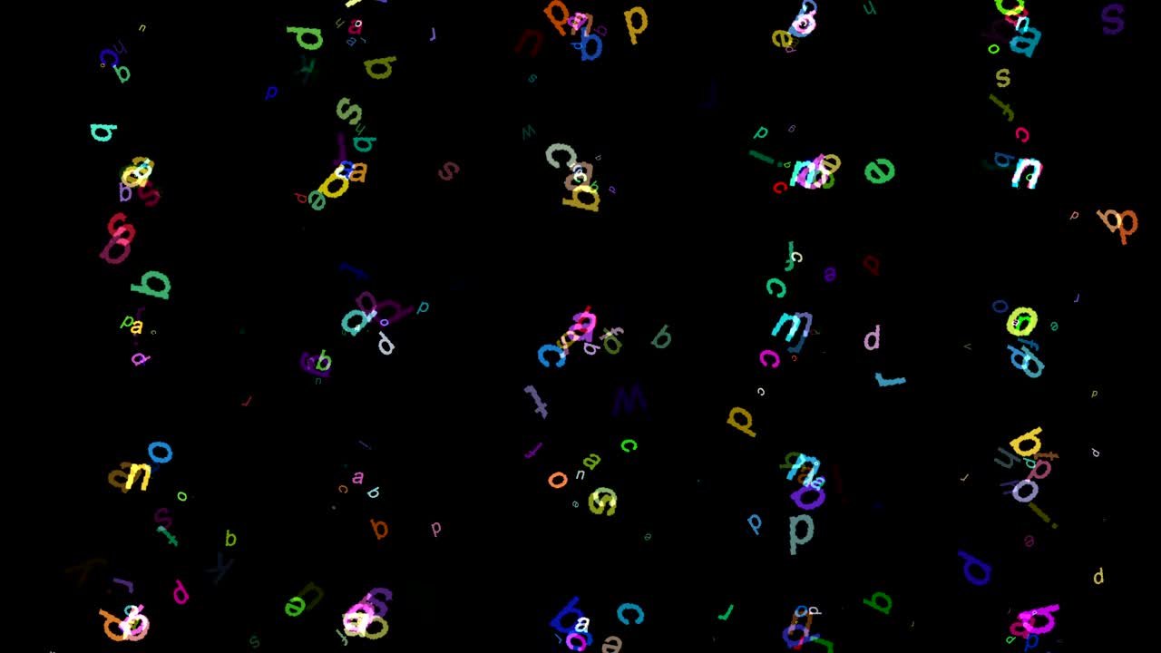 Animated computer screen saver with letters