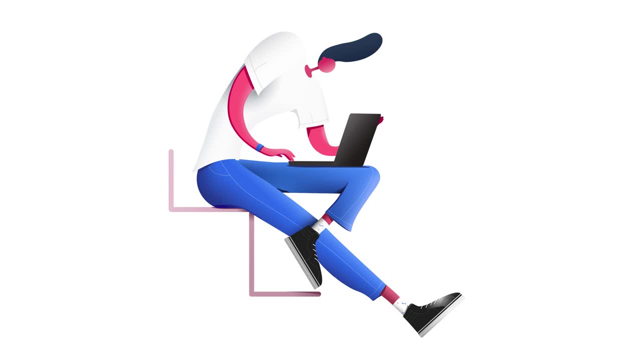 bucle sin costuras. 4 variaciones de colores diferentes de la animación de un hombre con un corte de pelo elegante. azul, rojo, negro.