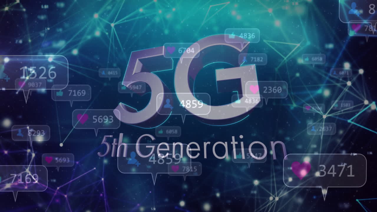 5G technology connecting with social media icons and network animation in background