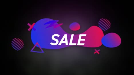 Animation-of-sale-text-with-shapes-on-black-background