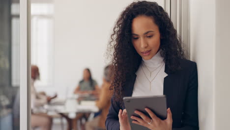 business, black woman and tablet for social media