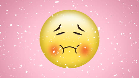 animation of embarrassed emoji icon on pink background