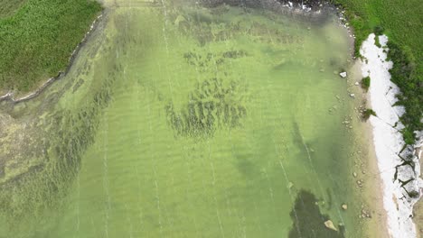 ireland epic locations drone view od fresh water lake in the burren co.clare ireland