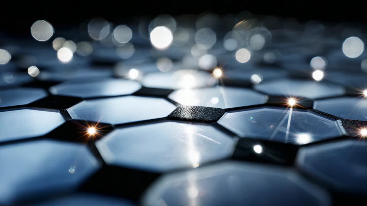 Intricate Close-up of a Honeycomb Structure Reflecting Light, Showcasing the Captivating Patterns of Hexagonal Cells That Create a Stunning Visual Effect Above the Surface