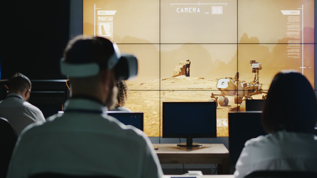 Mission Control Team Monitoring Mars Rover