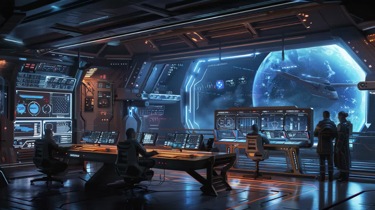 Futuristic Space Station Control Room