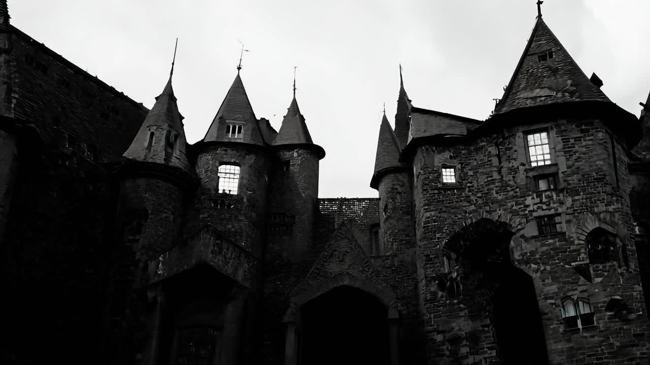 un gran castillo de piedra con muchas torres y torres