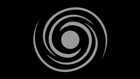 objeto gráfico en blanco y negro con efecto estroboscópico e hipnótico, que gira en el sentido de las agujas del reloj disminuyendo el tamaño de pantalla completa a desaparecer en el centro, en formato de video 16: 9