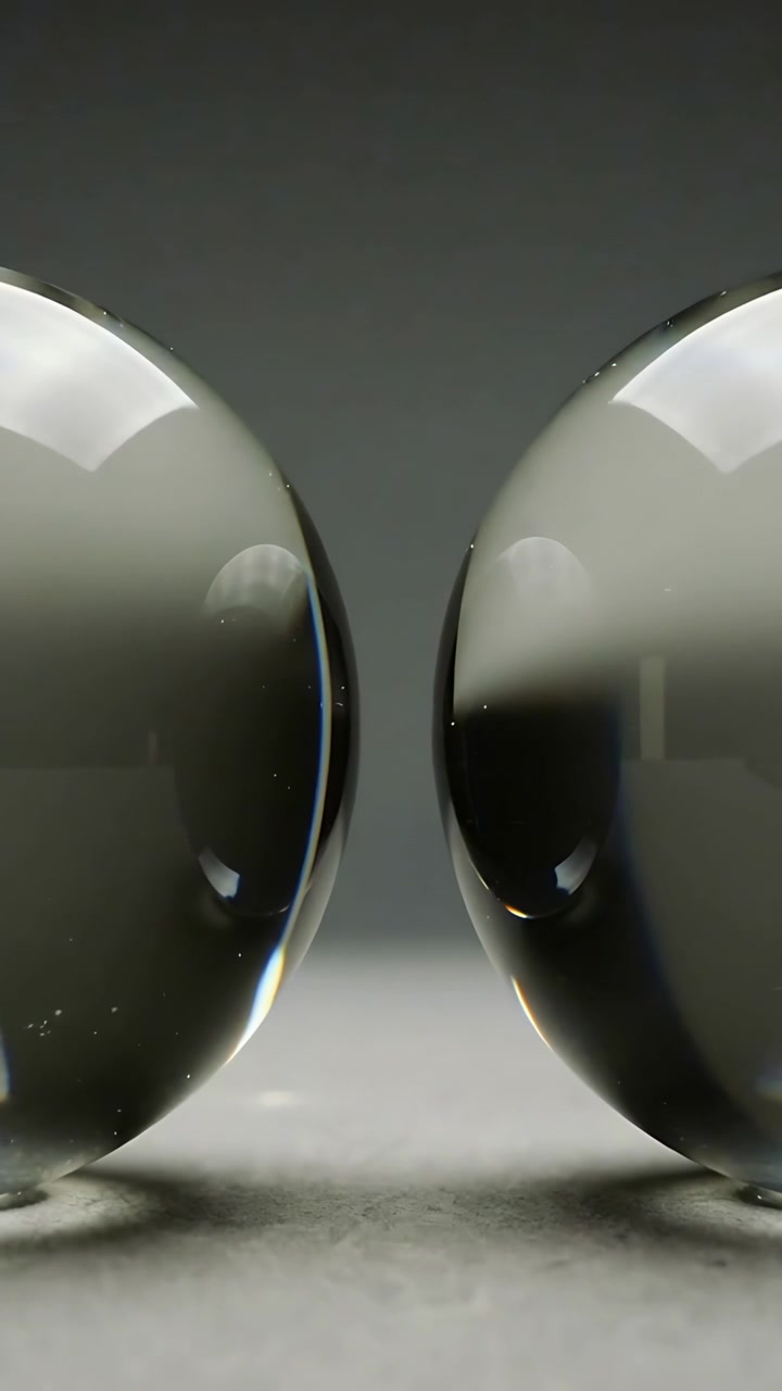 Video verticale: Telecamera scorrevole che si muove verso destra e zooma su un tavolo grigio, rivelando biglie e polvere.