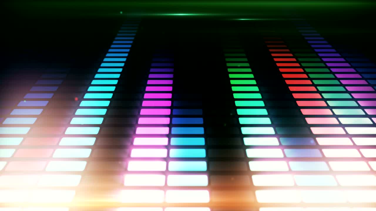 fondo de ecualizador de audio. niveles de control de música. multicolor y púrpura.