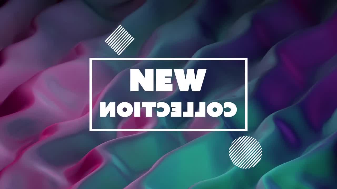 파란색과 파란색 파동을 움직이는 새로운 컬렉션 텍스트의 애니메이션