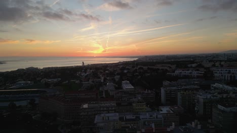 aerial-view-of-evening-in-Lisbon,-Portugal