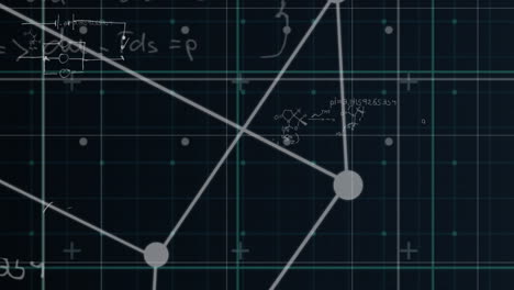 animación de fórmulas matemáticas flotando sobre un cuadrado móvil y una cuadrícula blanca