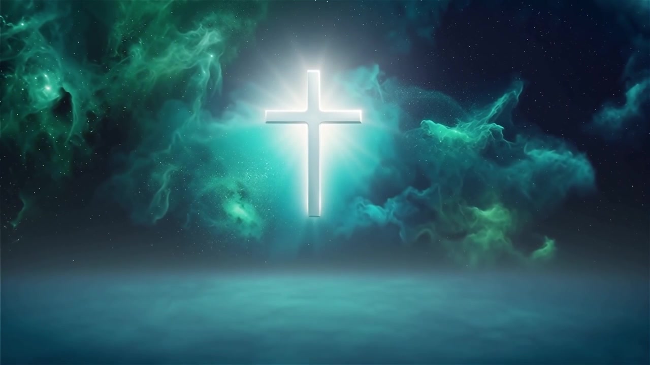 Christian Cross Heavenly Light Worship Background