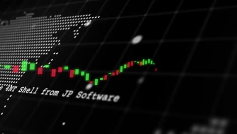 animación del procesamiento de datos sobre el mapa del mundo