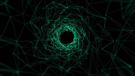 túnel de gráficos de movimiento de bucle sin costuras abstracto con líneas geométricas brillantes animación de bucle futurista en fondo oscuro