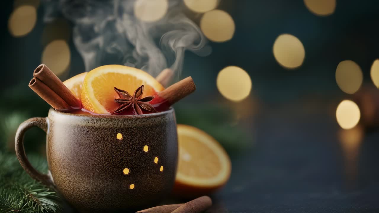 Warm Spiced Mulled Wine in a Decorative Mug