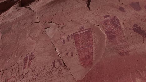 closeup of american indian petroglyphs on a canyon wall