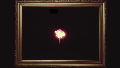 glowing flower flying inside classic picture frame