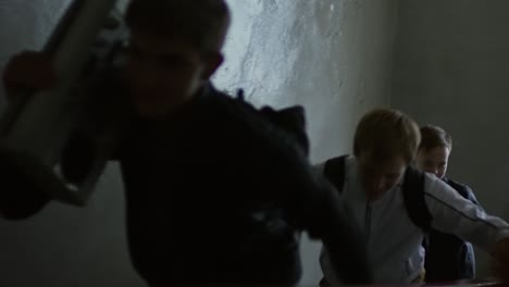 teenagers going upstairs