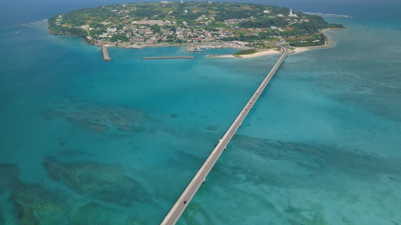 Panoramic shot of Kouri Big Bridge in Okinawa, Japan