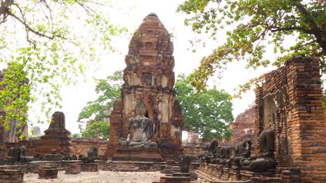 ancient temple ruins with serene buddha statues