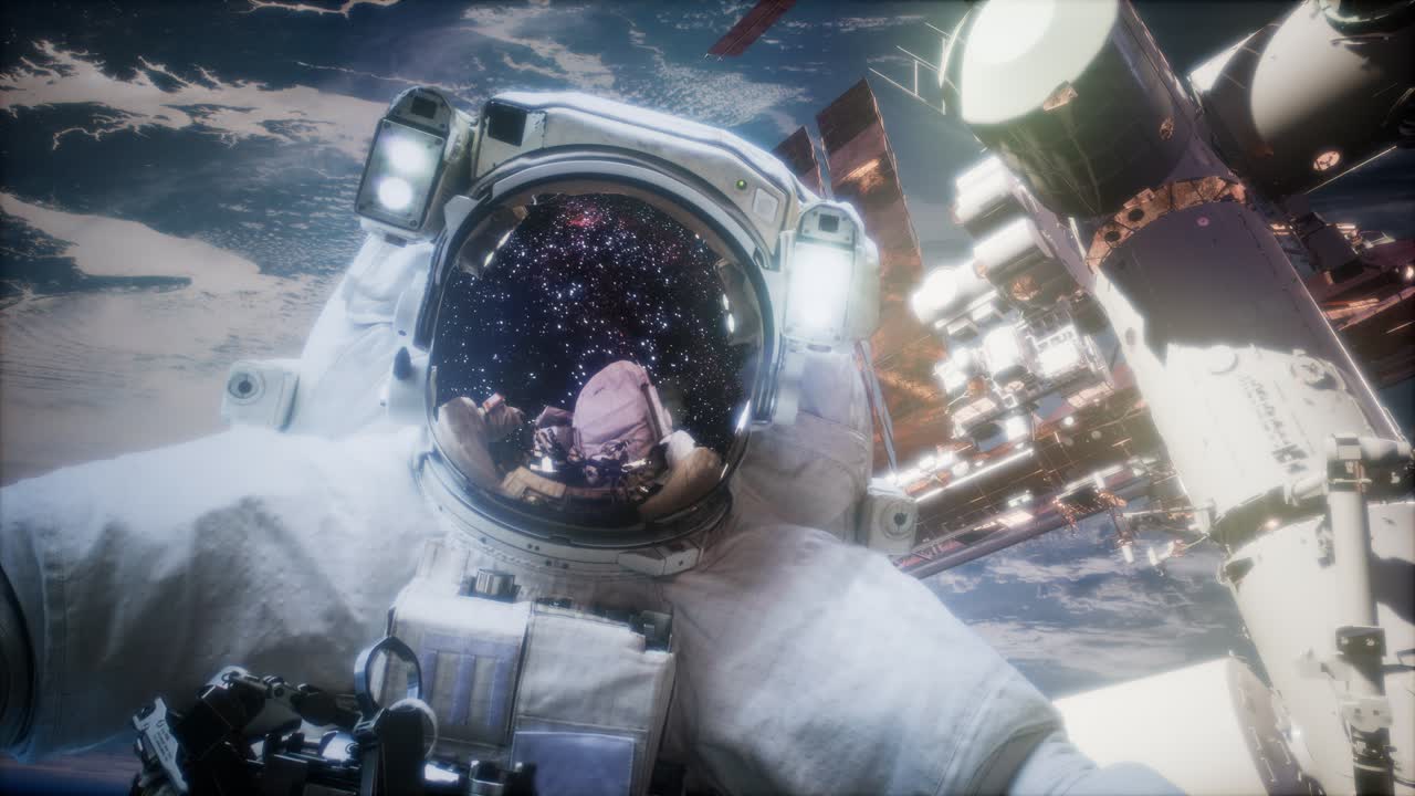 Astronaut at spacewalk. Elements of this image furnished by NASA