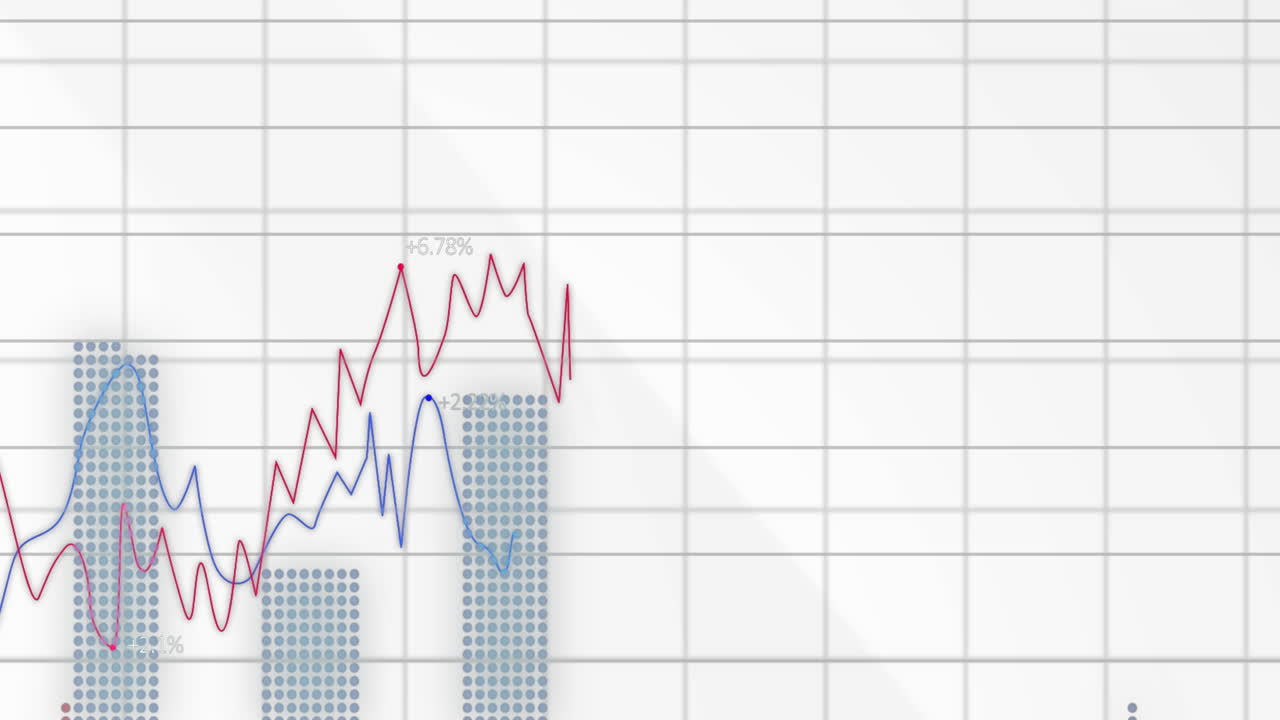 Animation of financial data processing on white background
