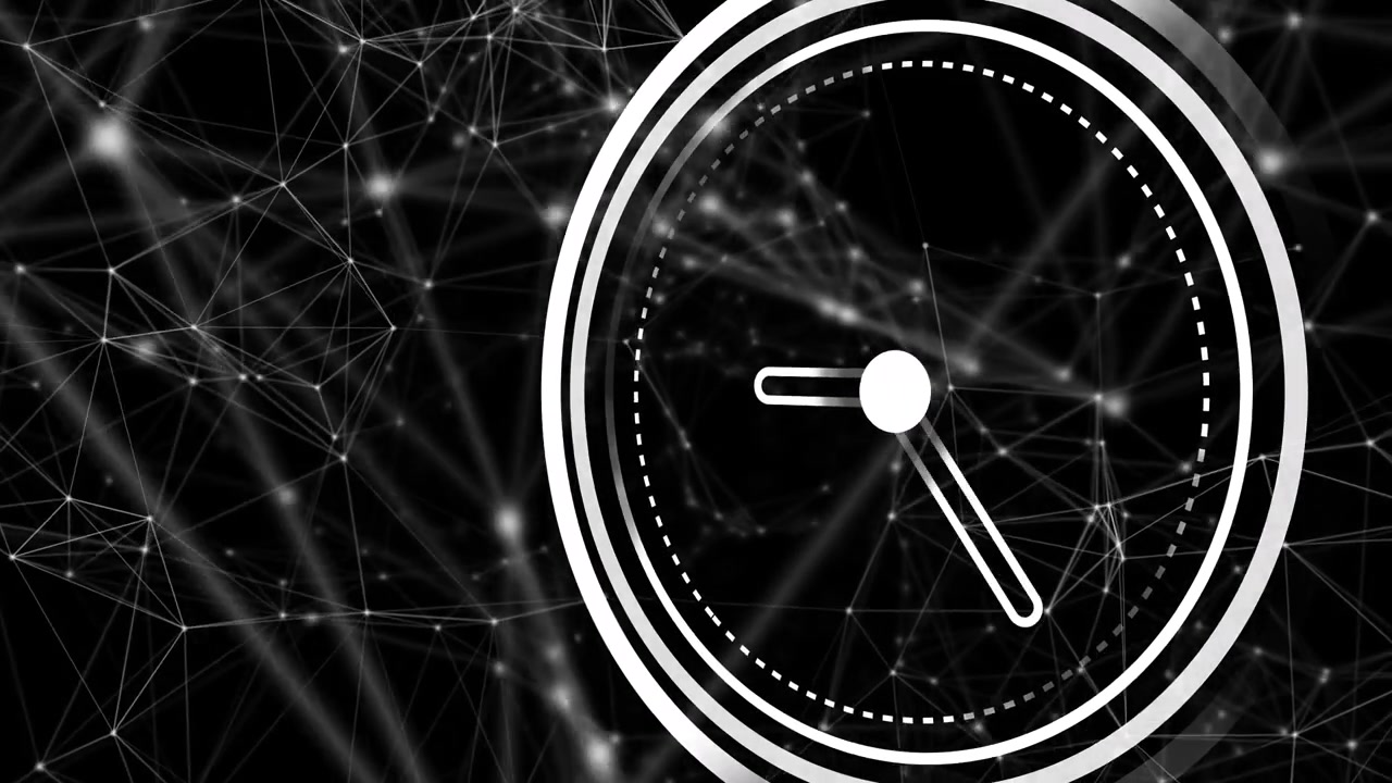 Animation of connections with clock on black background