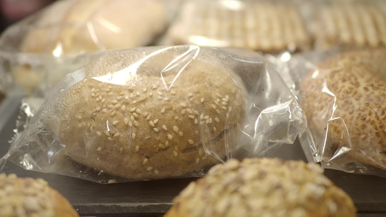 Bagels in plastic wrap