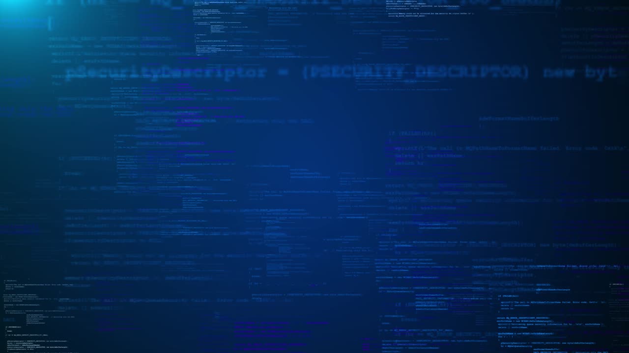 Abstract computer code running in virtual space animation programming code hacking openings