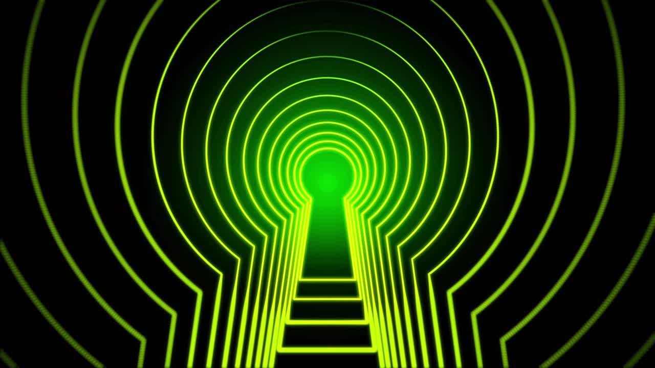 네온 녹색 열 구 터널