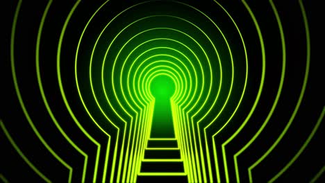 green neon keyhole tunnel