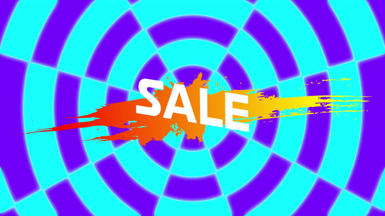 animación del texto de venta sobre formas en movimiento