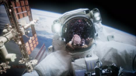 astronauta en una caminata espacial. elementos de esta imagen proporcionados por la nasa