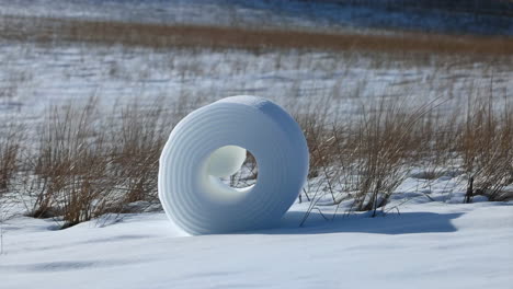 snow roller in winter landscape