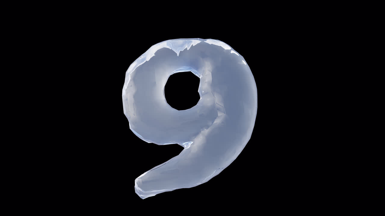 Liquid Number 9 on Transparent Background