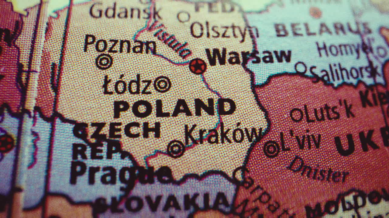 Map of Poland and Surrounding Areas